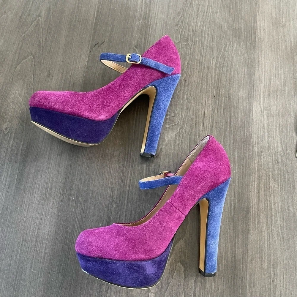 Steve Madden color block platform pumps heels